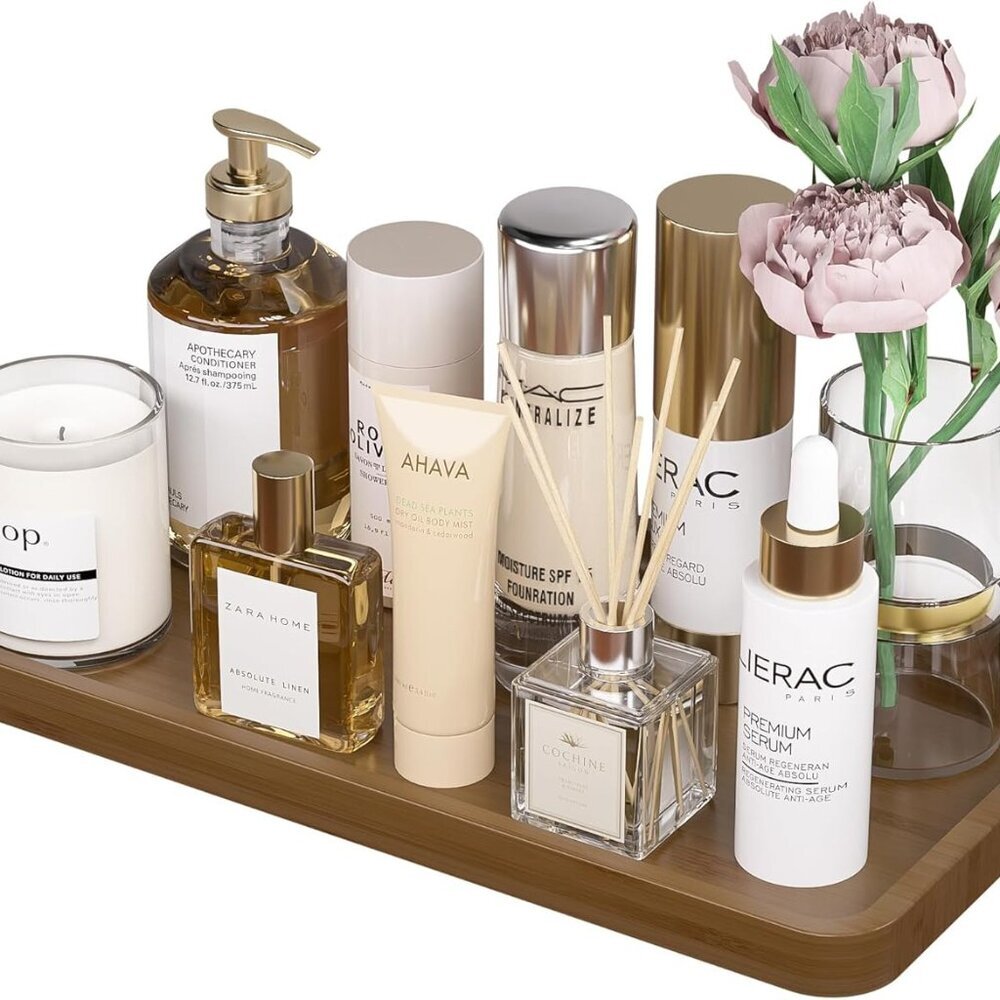 Bathroom Vanity Tray for Soap Dispenser, Perfume, Makeup, Dresser Jewelry, Decor